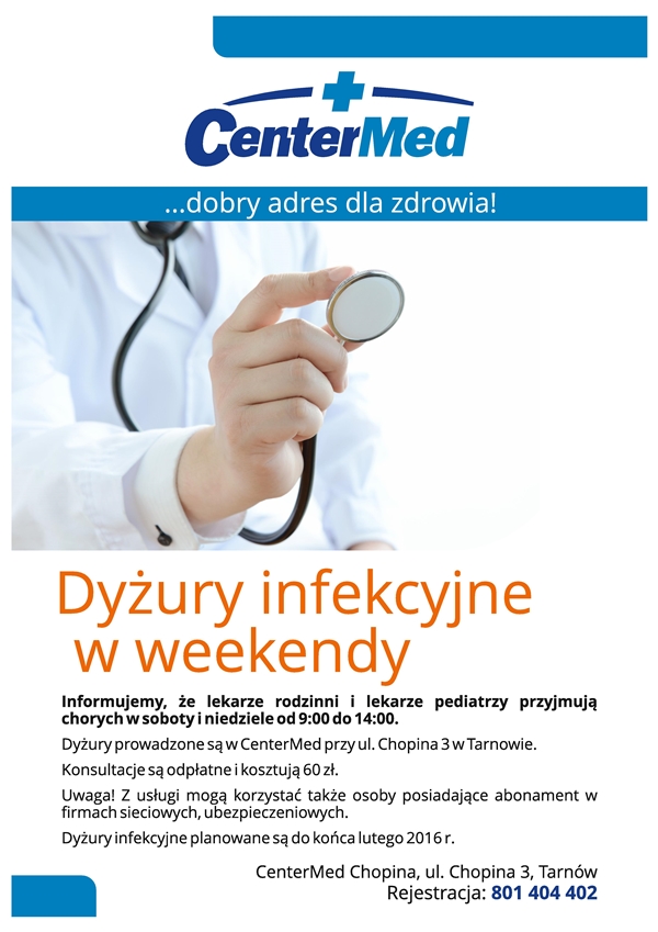 Dyżury infekcyjne w weekendy w CenterMed w Tarnowie