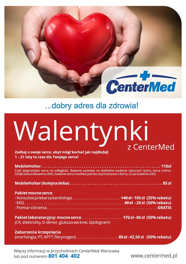 Walentynki z CenterMed Warszawa do 21 lutego!